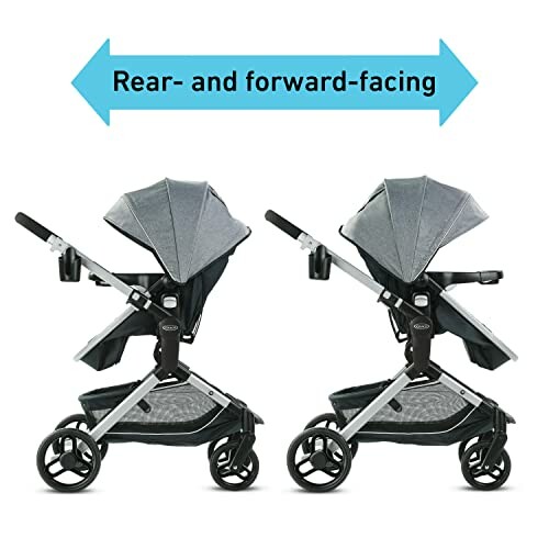 Graco stroller showing rear and forward-facing positions.