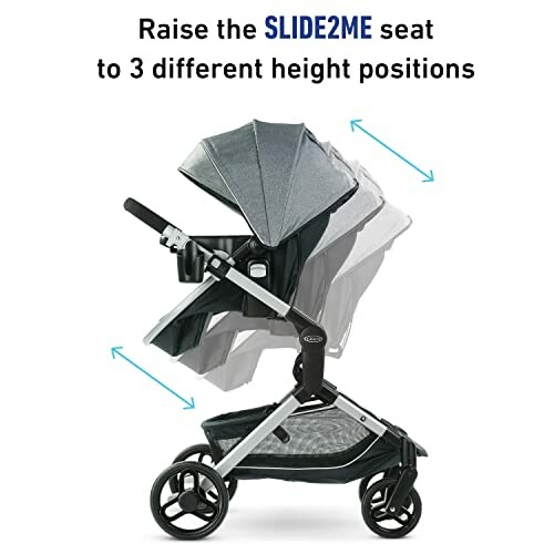 Stroller with adjustable seat in three height positions